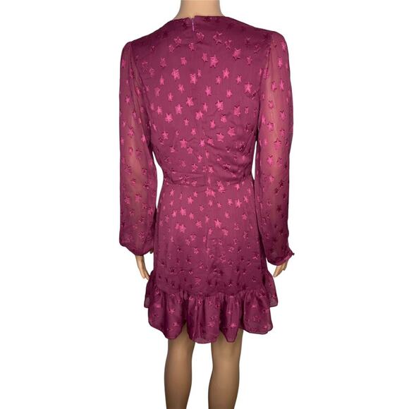 Yumi Kim Gwen Mini Dress size M Star Printed Starry Sky Plum NWT  Long Sleeve - Picture 4 of 10